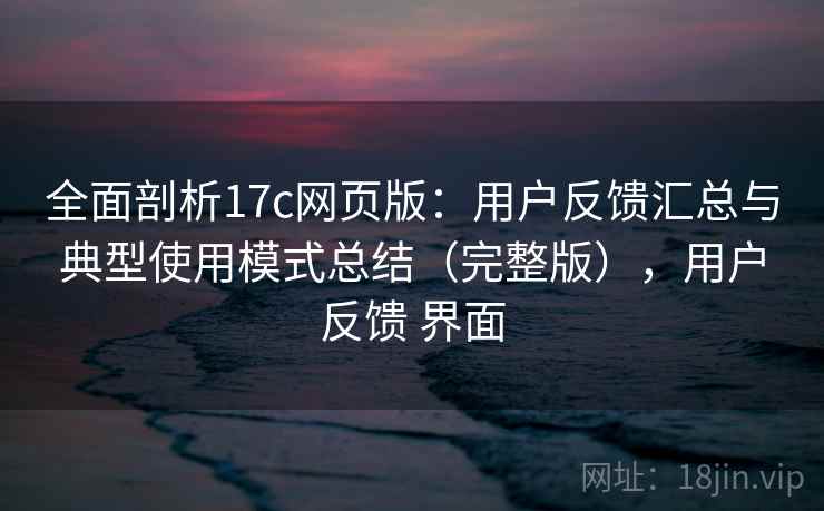 全面剖析17c网页版：用户反馈汇总与典型使用模式总结（完整版），用户反馈 界面
