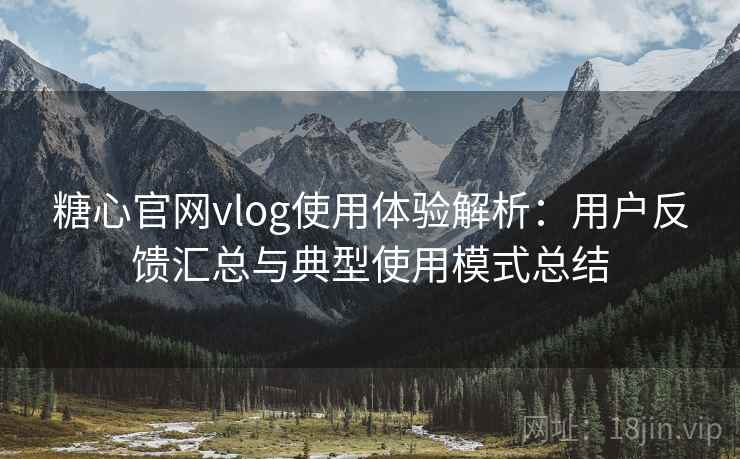 糖心官网vlog使用体验解析：用户反馈汇总与典型使用模式总结
