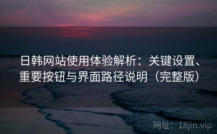 日韩网站使用体验解析：关键设置、重要按钮与界面路径说明（完整版）