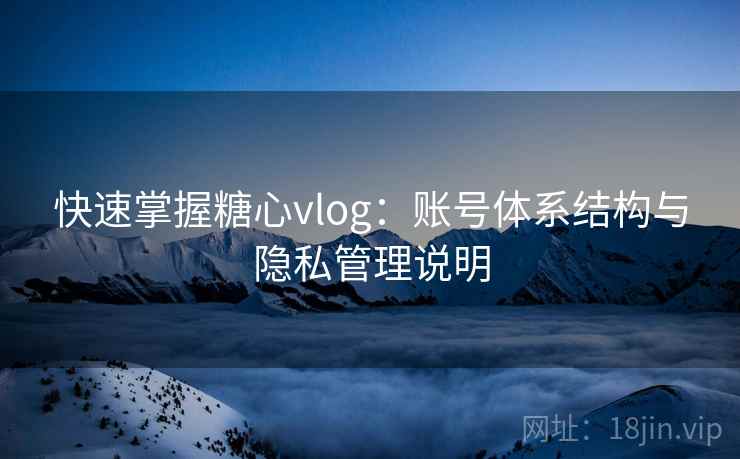 快速掌握糖心vlog：账号体系结构与隐私管理说明