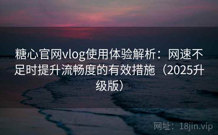 糖心官网vlog使用体验解析：网速不足时提升流畅度的有效措施（2025升级版）