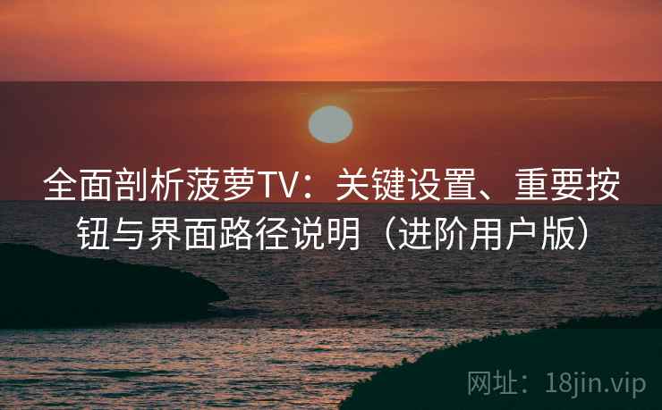 全面剖析菠萝TV：关键设置、重要按钮与界面路径说明（进阶用户版）