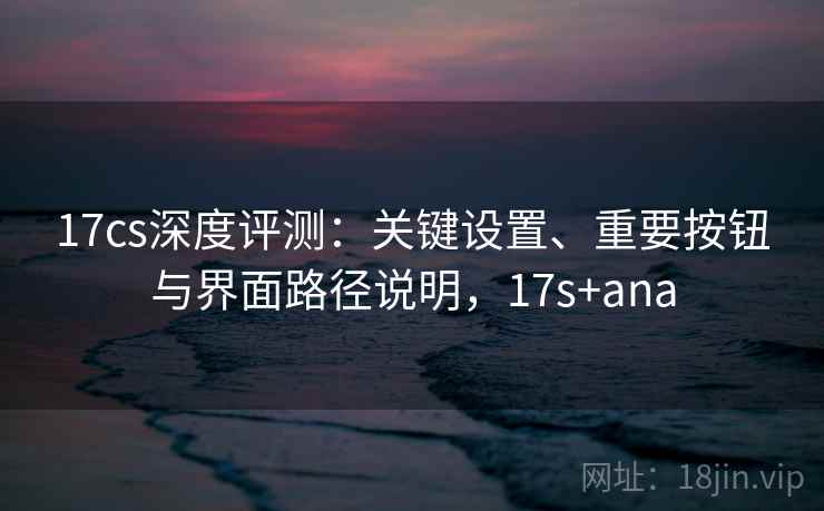 17cs深度评测：关键设置、重要按钮与界面路径说明，17s+ana