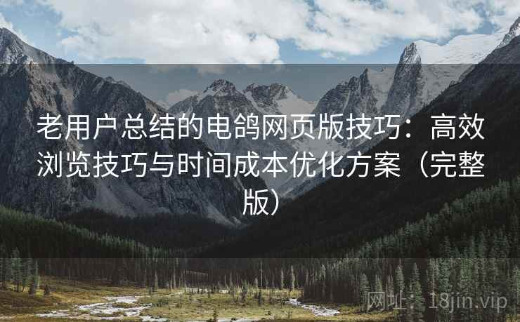 老用户总结的电鸽网页版技巧：高效浏览技巧与时间成本优化方案（完整版）
