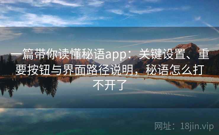 一篇带你读懂秘语app:关键设置、重要按钮与界面路径说明,秘语怎么打不开了 一篇带你读懂秘语app:关键设置、重要按钮与界面路径说明,秘语怎么打不开了